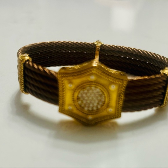 Charriol Celtique 5 Row Nautical Cable Bracelet 18k yellow gold cut diamonds - Picture 3 of 7